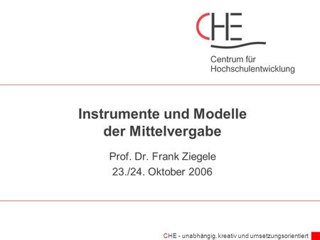 Instrumente und Modelle der Mittelvergabe