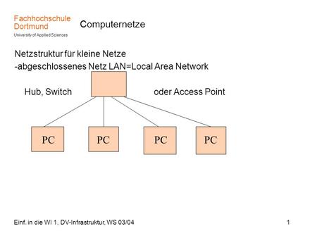 PC Computernetze Netzstruktur für kleine Netze