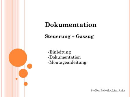 Dokumentation Steuerung + Gaszug -Einleitung -Dokumentation