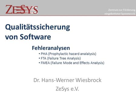Dr. Hans-Werner Wiesbrock ZeSys e.V.