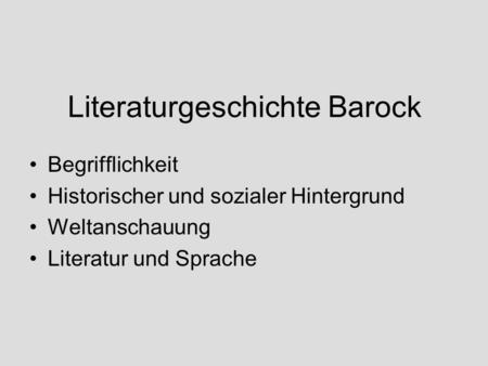 Literaturgeschichte Barock