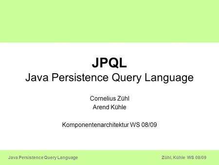 JPQL Java Persistence Query Language