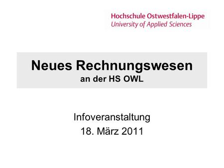 Neues Rechnungswesen an der HS OWL