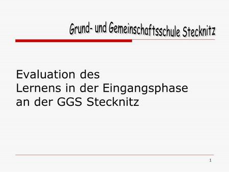 Evaluation des Lernens in der Eingangsphase an der GGS Stecknitz