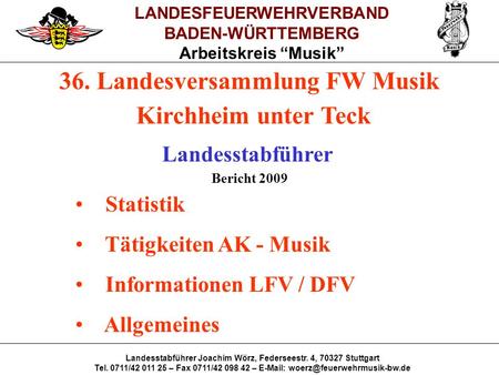 36. Landesversammlung FW Musik Kirchheim unter Teck