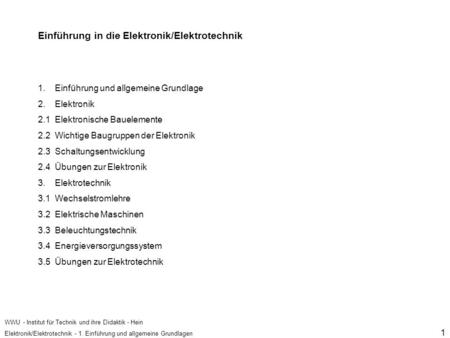 Einführung in die Elektronik/Elektrotechnik