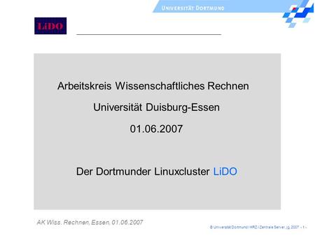 Arbeitskreis Wissenschaftliches Rechnen Universität Duisburg-Essen