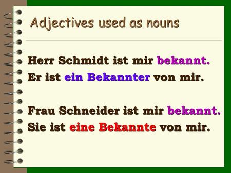 Adjectives used as nouns