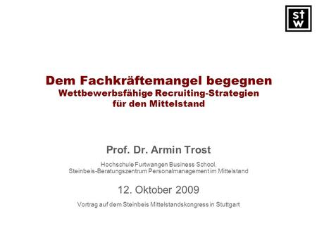 Vortrag auf dem Steinbeis Mittelstandskongress in Stuttgart