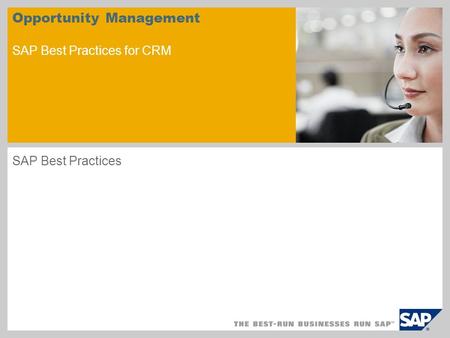 Opportunity Management SAP Best Practices for CRM