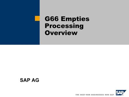 G66 Empties Processing Overview