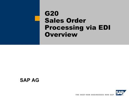 G20 Sales Order Processing via EDI Overview