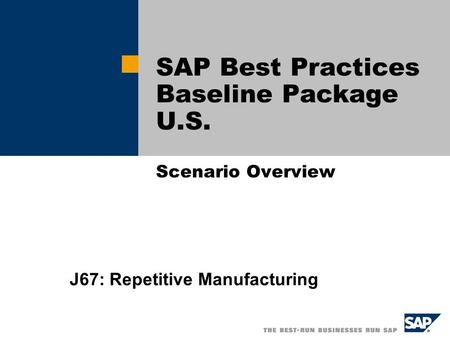 SAP Best Practices Baseline Package U.S. Scenario Overview
