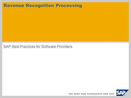 Revenue Recognition Processing