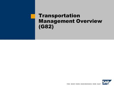 Transportation Management Overview (G82)