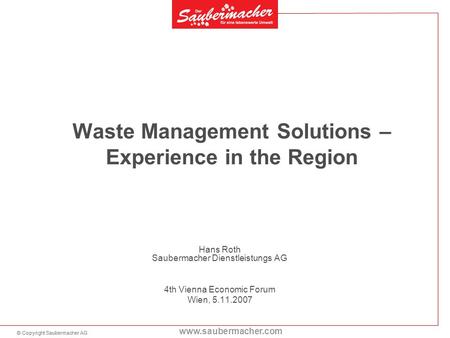 Waste Management Solutions – Experience in the Region
