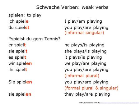 Schwache Verben: weak verbs