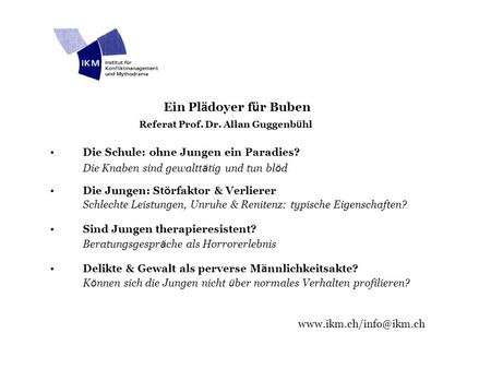 Referat Prof. Dr. Allan Guggenbühl