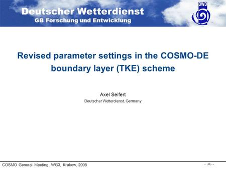 Revised parameter settings in the COSMO-DE boundary layer (TKE) scheme