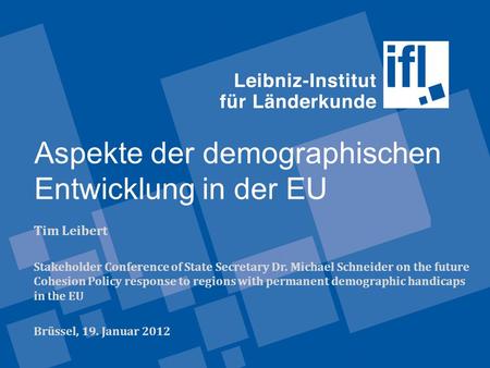 Aspekte der demographischen Entwicklung in der EU