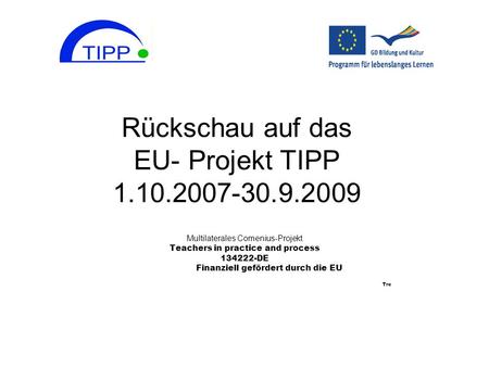 Rückschau auf das EU- Projekt TIPP