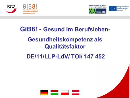 GiB8! - Gesund im Berufsleben- Gesundheitskompetenz als Qualitätsfaktor DE/11/LLP-LdV/ TOI/ 147 452.