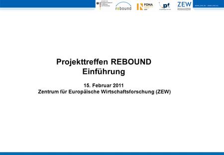 Projekttreffen REBOUND Einführung 15. Februar 2011 Zentrum für Europäische Wirtschaftsforschung (ZEW)