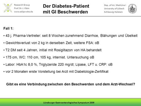 Der Diabetes-Patient mit GI Beschwerden Fall 1: