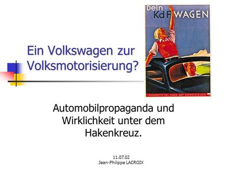 Ein Volkswagen zur Volksmotorisierung?