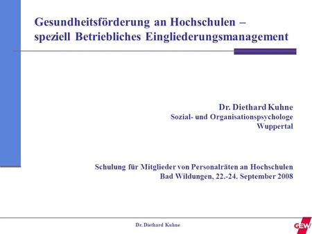 Dr. Diethard Kuhne Sozial- und Organisationspsychologe Wuppertal