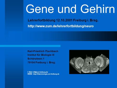Gene und Gehirn Lehrerfortbildung Freiburg i. Brsg.