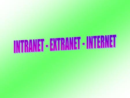 INTRANET - EXTRANET - INTERNET