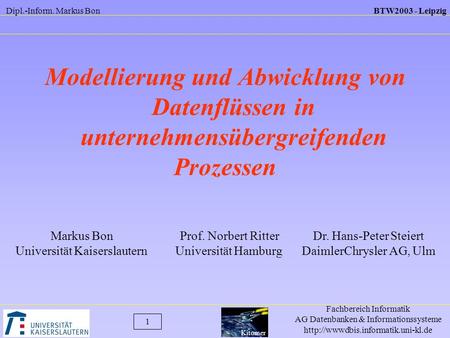 Prozessen Markus Bon Universität Kaiserslautern Prof. Norbert Ritter