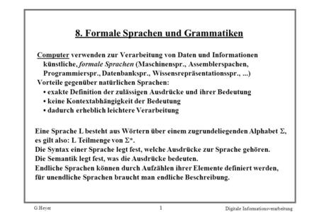 8. Formale Sprachen und Grammatiken