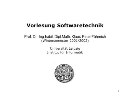 Vorlesung Softwaretechnik