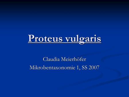 Claudia Meierhöfer Mikrobentaxonomie 1, SS 2007