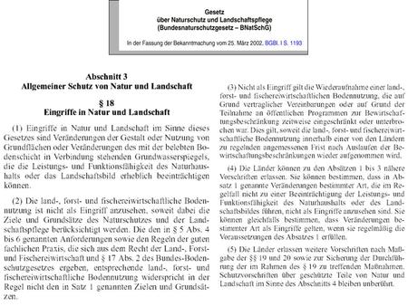 Brandenburgisches Naturschutzgesetz – BbgNatSchG v.20..4. 2004 Abschnitt 3 Eingriffe in Natur und Landschaft § 10 Begriff des Eingriffs in Natur und Landschaft.