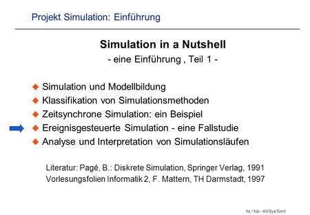 Projekt Simulation: Einführung