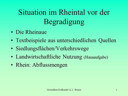 Situation im Rheintal vor der Begradigung