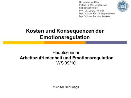 Kosten und Konsequenzen der Emotionsregulation
