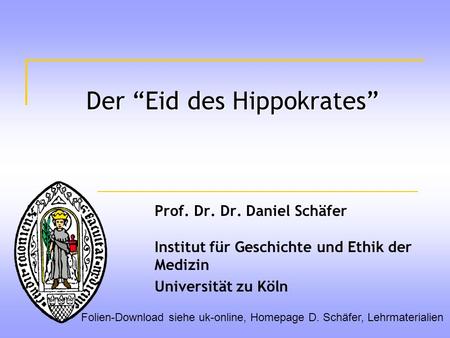 Der “Eid des Hippokrates”