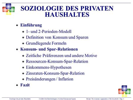 SOZIOLOGIE DES PRIVATEN HAUSHALTES