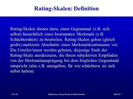 Rating-Skalen: Definition