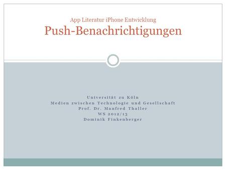 App Literatur iPhone Entwicklung Push-Benachrichtigungen