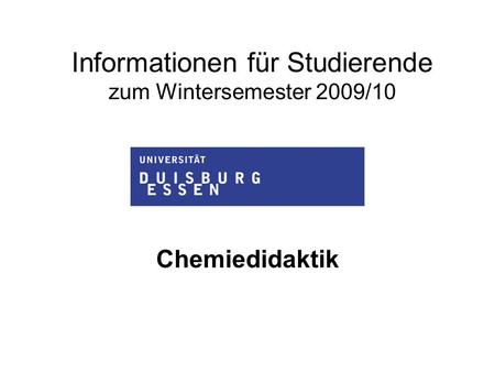 Informationen für Studierende zum Wintersemester 2009/10