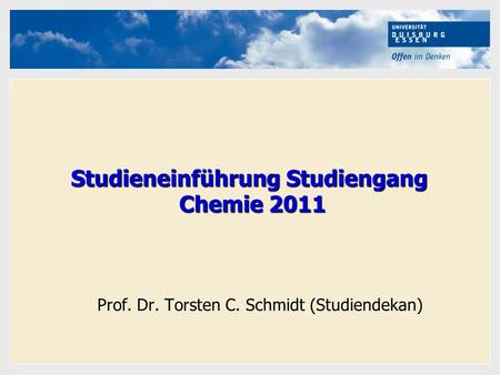 Prof. Dr. Torsten C. Schmidt (Studiendekan)