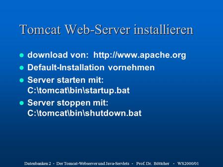Tomcat Web-Server installieren