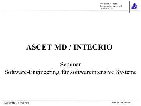 Seminar Software-Engineering für softwareintensive Systeme