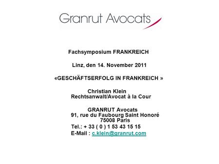 Fachsymposium FRANKREICH