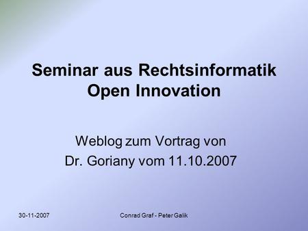 Seminar aus Rechtsinformatik Open Innovation